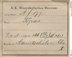 Etiketten zu Topas (NHMW-MIN-Af877)